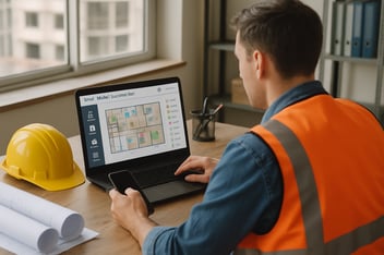 construction person using field software